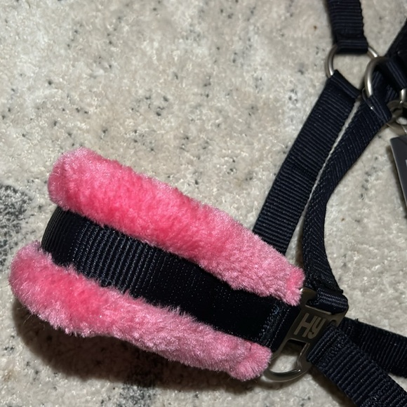 Hy Two Tone Faux Fur Halter / Navy/Pink - Picture 5 of 6